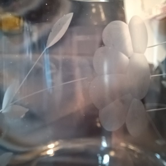 Vintage Princess House Crystal Biscuit Barre #110 Lid. Etched Floral Heritage - Picture 3 of 10